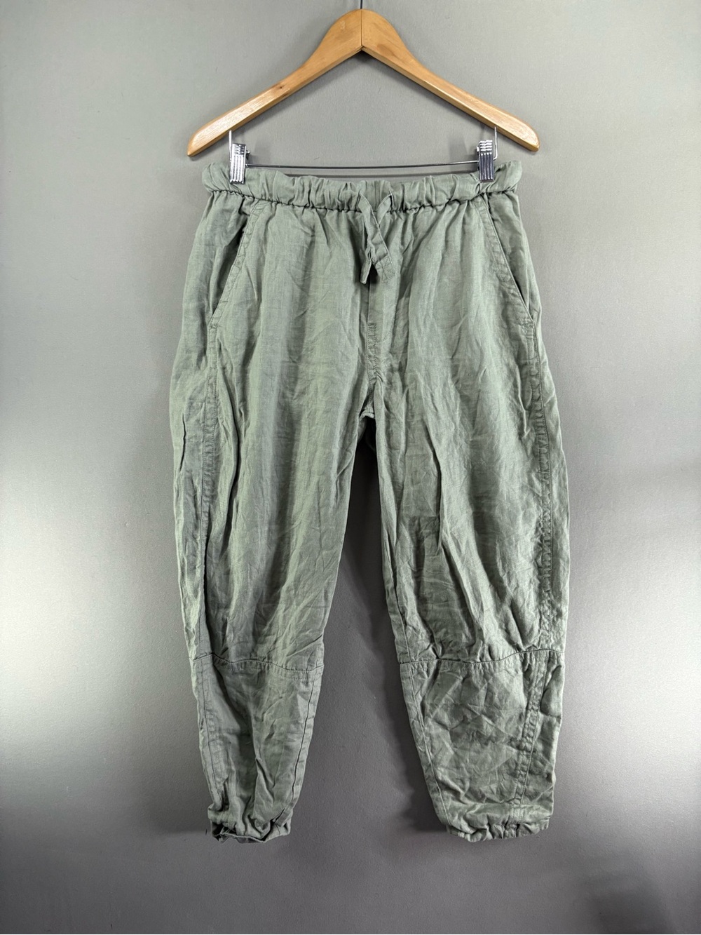 Everlane Women Drawstring Pant Linen Size Small Green Olive Summer Vacation